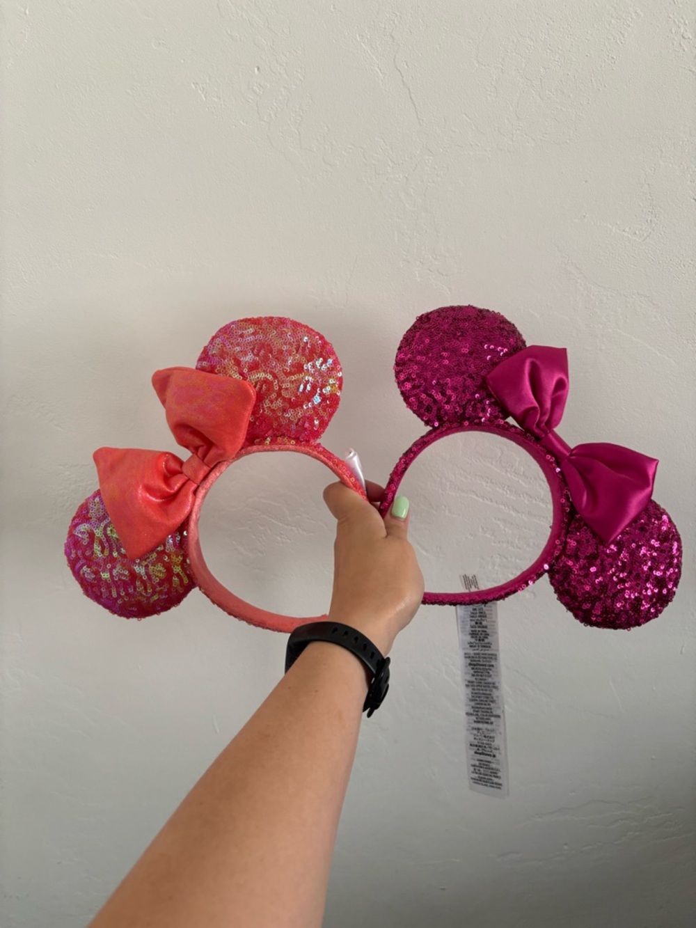 Pink and coral Disney official ear bands